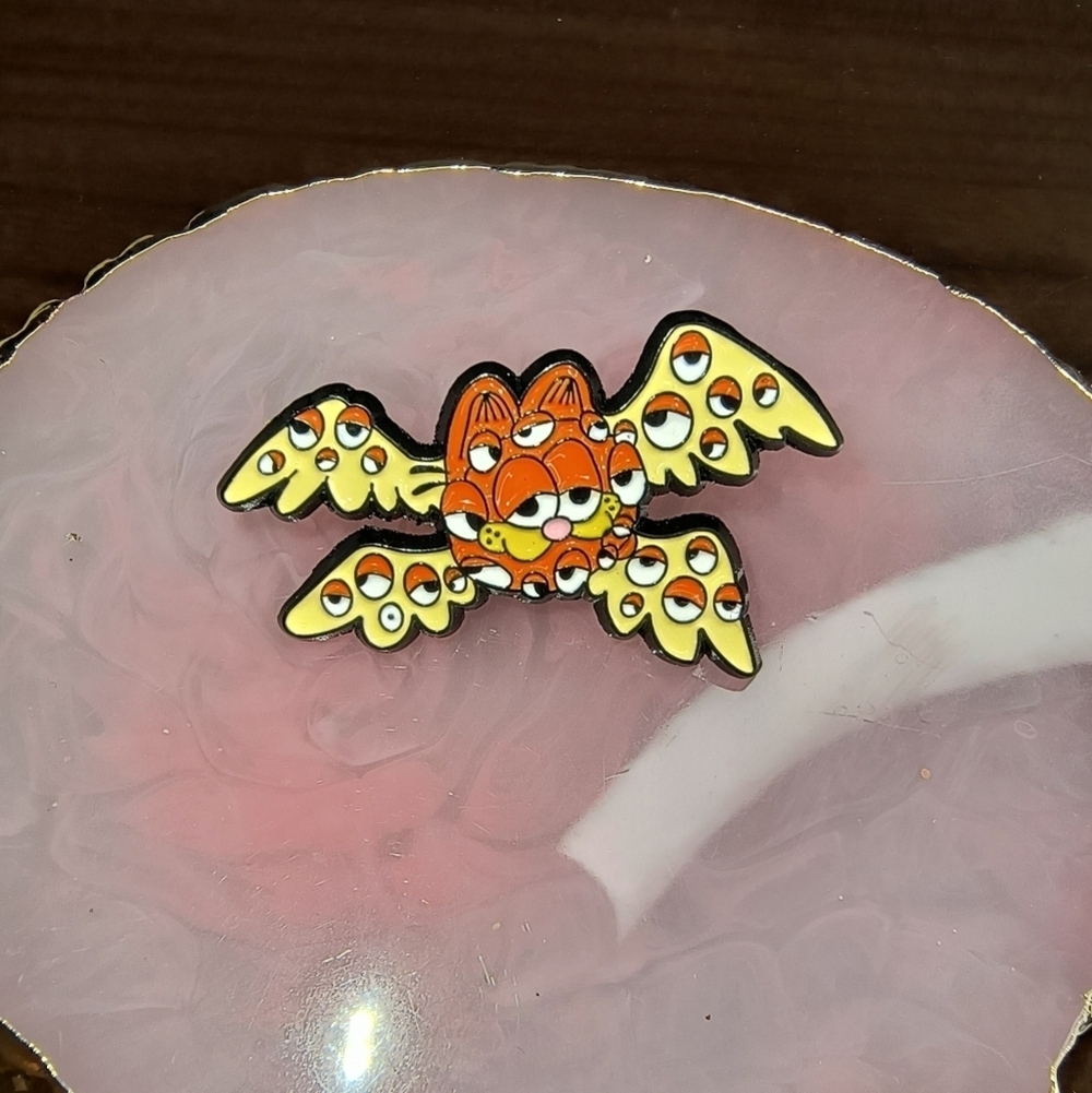 Orange and Yellow Winged Cat Pin Garfield Angel